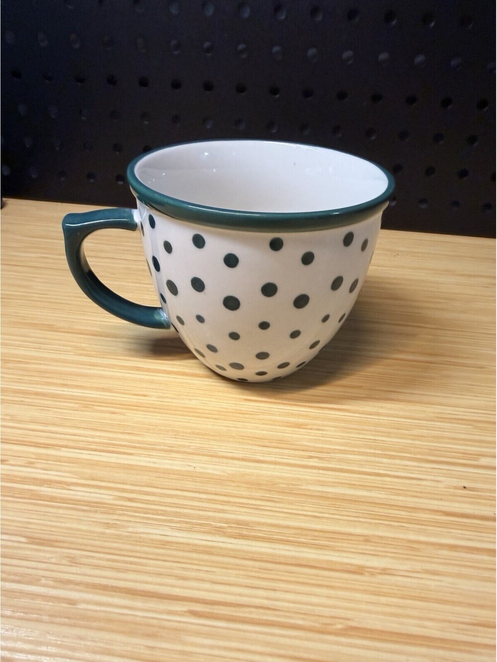 Pioneer Woman Cup Mug Green Polka Dots